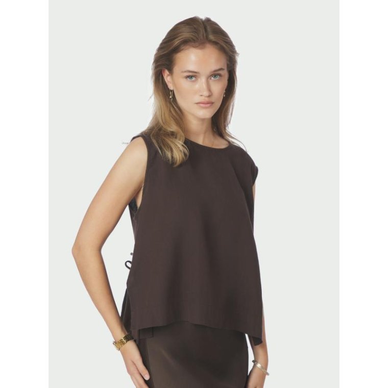 Neo Noir - Svetlana linen Top - Dark brown