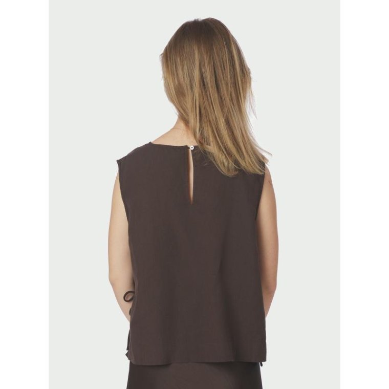 Neo Noir - Svetlana linen Top - Dark brown