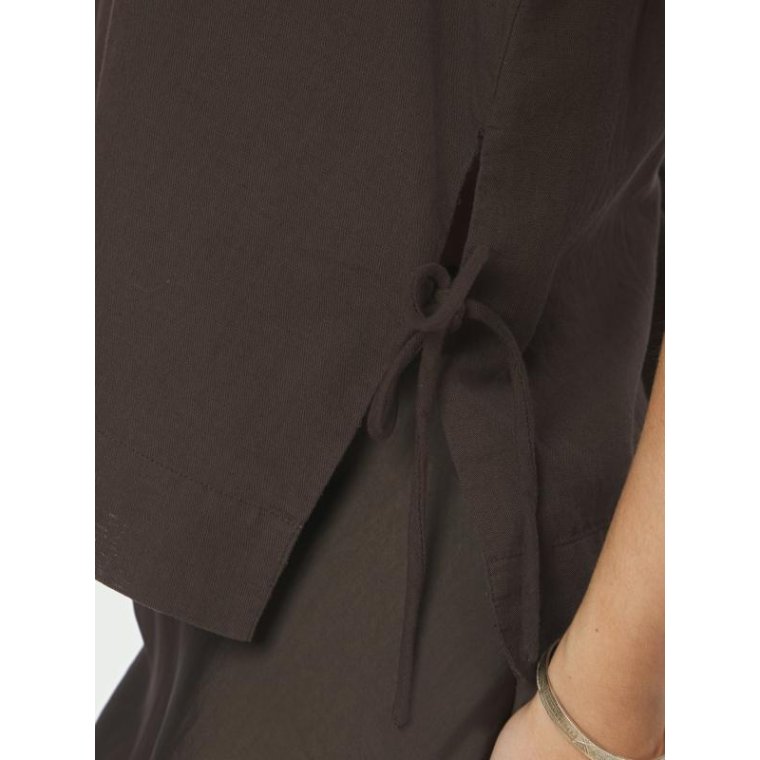 Neo Noir - Svetlana linen Top - Dark brown