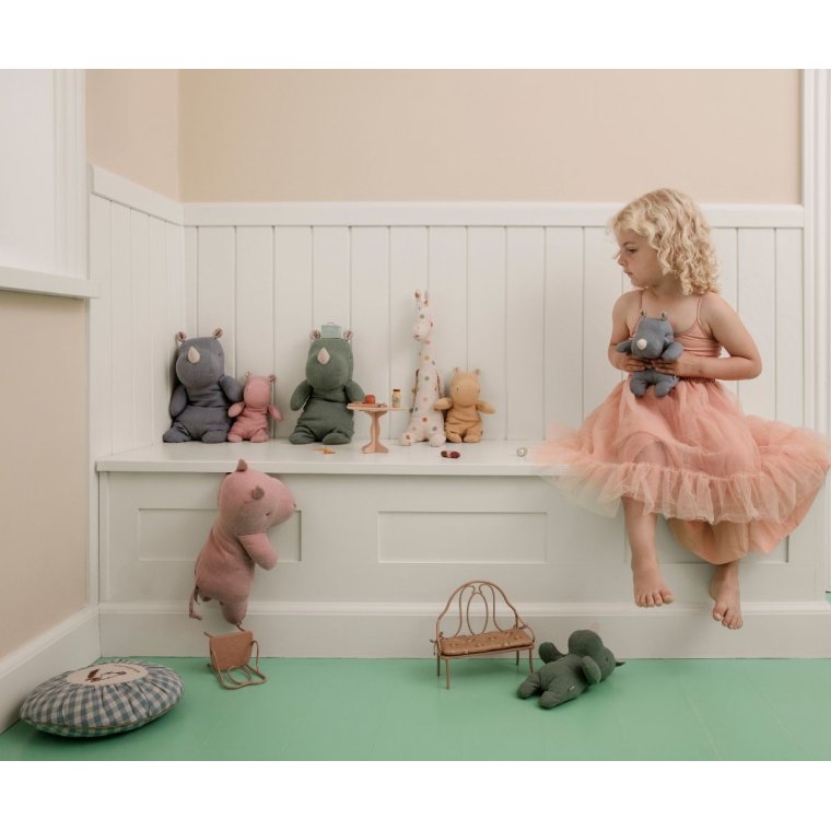 MAILEG - Safari friends, Flodhest, Lille - Creme gul