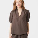 Neo Noir - ODESA LINEN BLOUSE - Dark brown