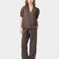 Neo Noir - ODESA LINEN BLOUSE - Dark brown