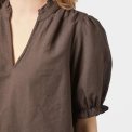 Neo Noir - ODESA LINEN BLOUSE - Dark brown