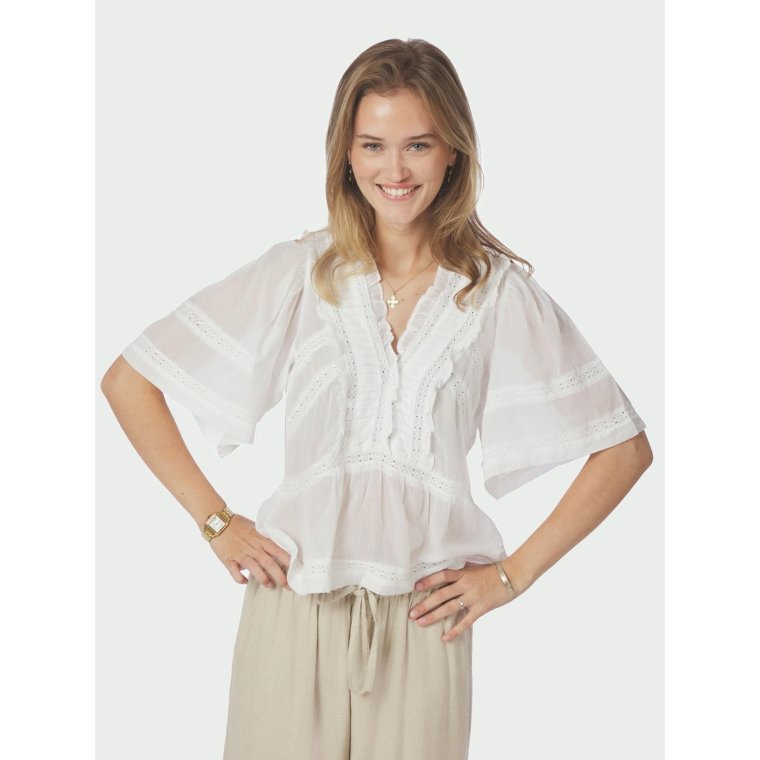 Neo Noir - Evienne S Voile Top - White