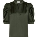 Neo Noir - Roella Heavy Sateen Blouse - Deep Green