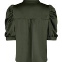 Neo Noir - Roella Heavy Sateen Blouse - Deep Green