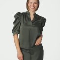 Neo Noir - Roella Heavy Sateen Blouse - Deep Green