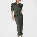 Neo Noir - Roella Heavy Sateen Blouse - Deep Green