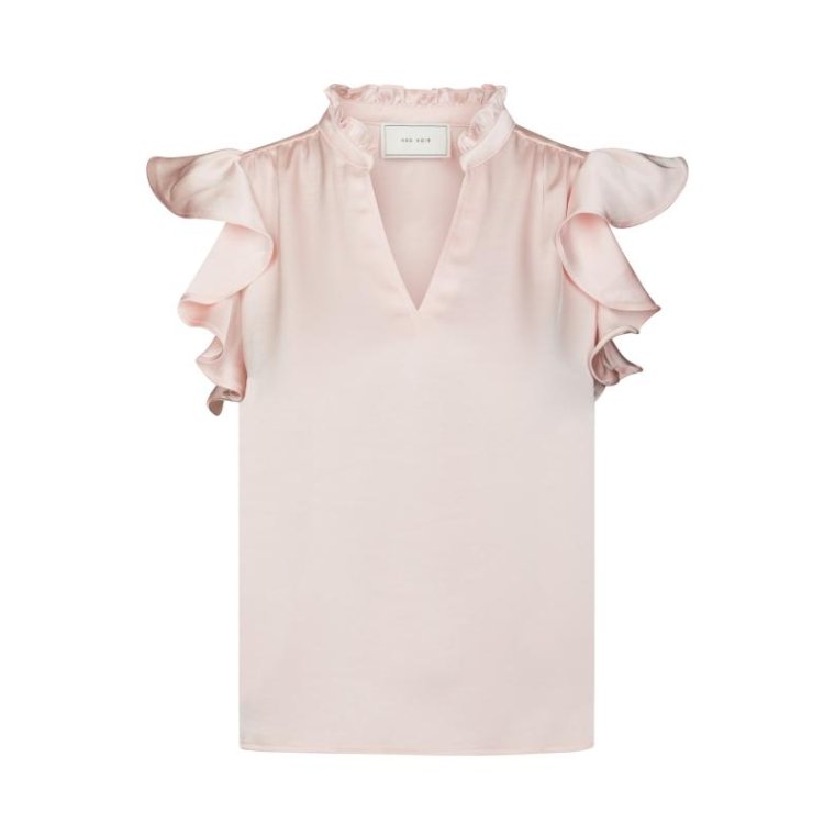 Neo Noir - Stella Heavy Sateen Blouse - Light pink