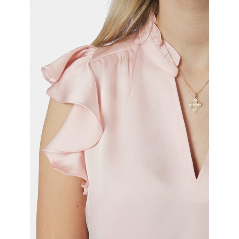 Neo Noir - Stella Heavy Sateen Blouse - Light pink