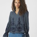 Neo Noir - Amara Stripe Emb Blouse - Navy