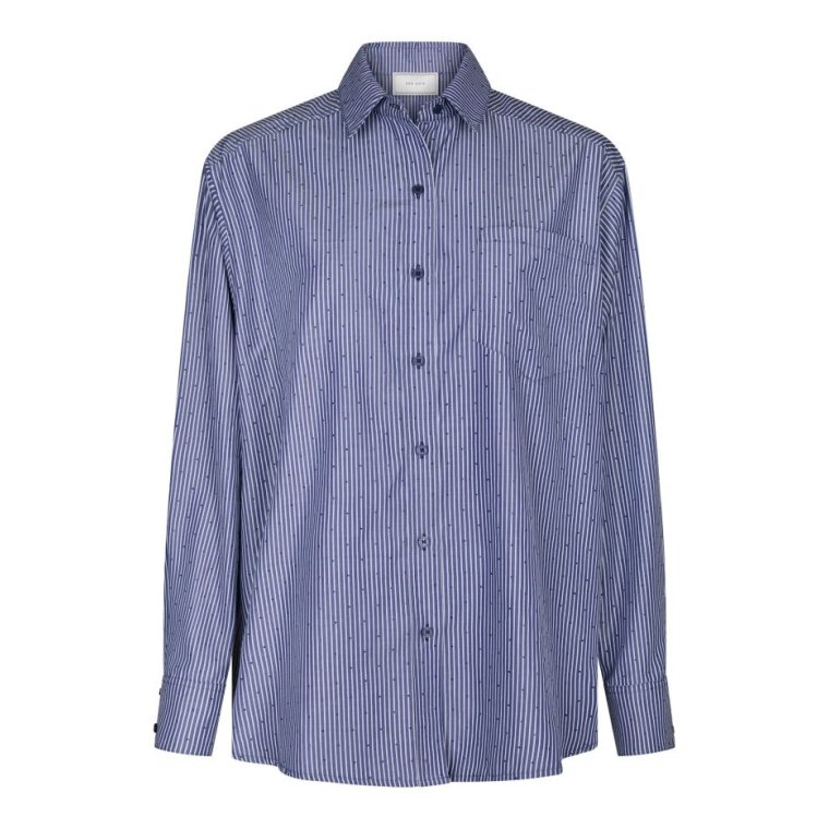 Neo Noir - Dalma B Stripe Stone Shirt - Midnight Blue