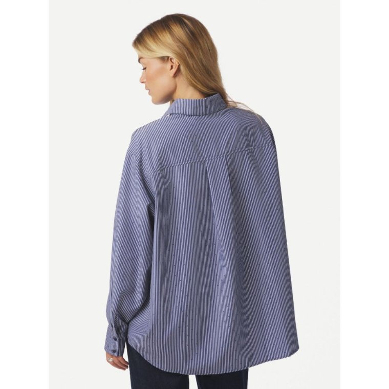 Neo Noir - Dalma B Stripe Stone Shirt - Midnight Blue