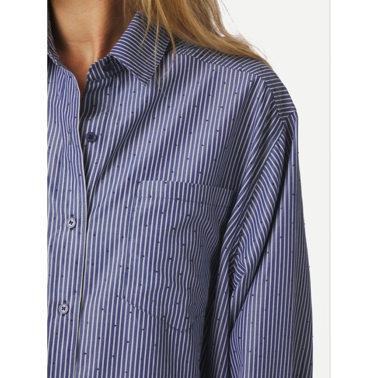 Neo Noir - Dalma B Stripe Stone Shirt - Midnight Blue