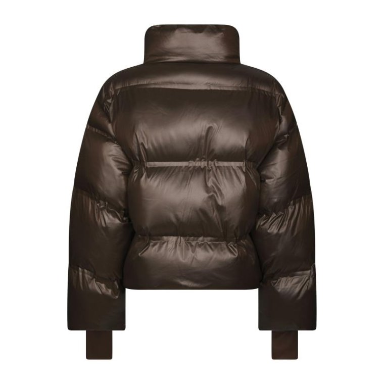 Neo Noir - Rhea Shiny Puffer Jacket - Chocolate Brown