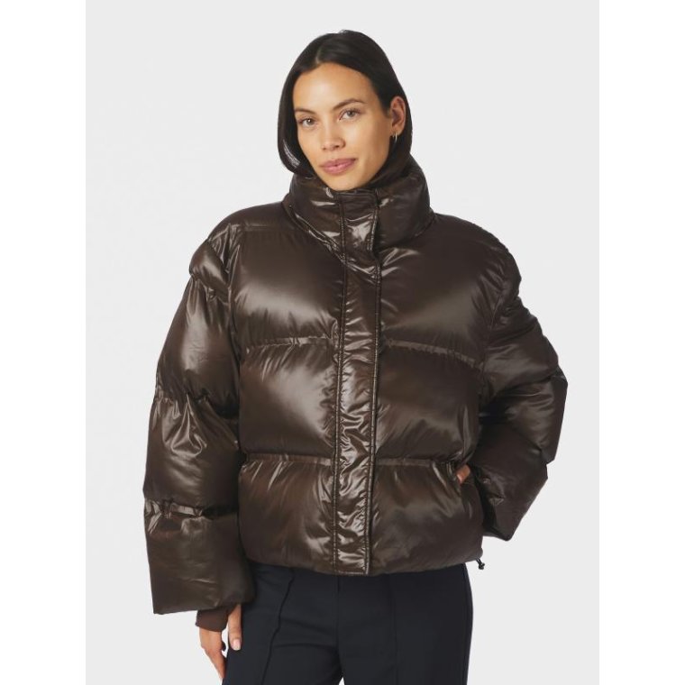 Neo Noir - Rhea Shiny Puffer Jacket - Chocolate Brown
