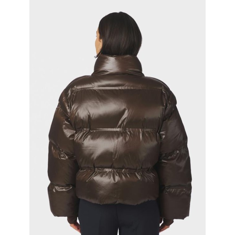 Neo Noir - Rhea Shiny Puffer Jacket - Chocolate Brown