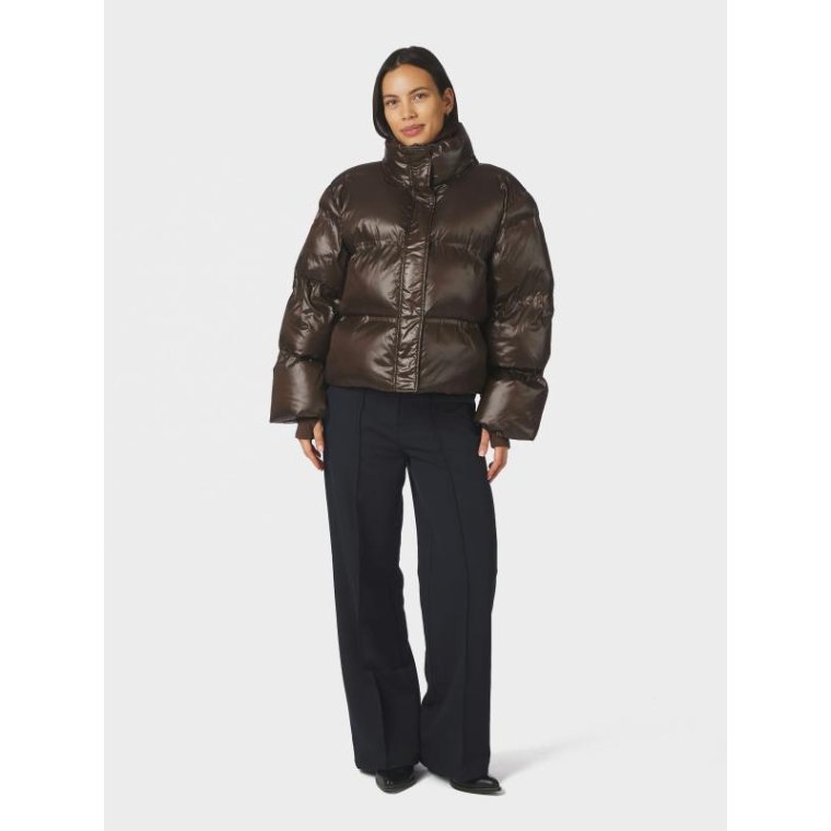 Neo Noir - Rhea Shiny Puffer Jacket - Chocolate Brown
