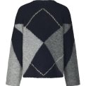 Neo Noir - Inga Check Fluff Knit Blouse - Navy