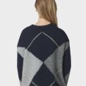 Neo Noir - Inga Check Fluff Knit Blouse - Navy