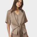Neo Noir - Casadia Heavy Sateen Blouse - Dark Taupe