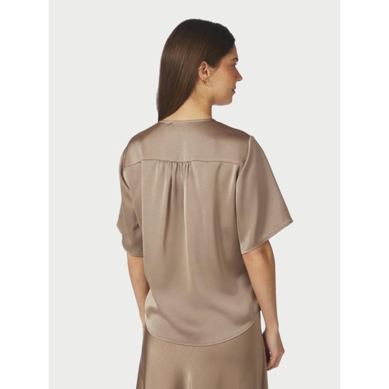 Neo Noir - Casadia Heavy Sateen Blouse - Dark Taupe