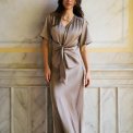 Neo Noir - Casadia Heavy Sateen Blouse - Dark Taupe
