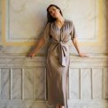 Neo Noir - Casadia Heavy Sateen Blouse - Dark Taupe