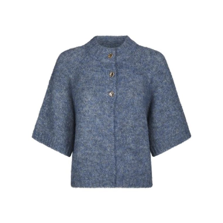 Neo Noir - Benuta Fluffy Knit Cardigan - Smoke Blue