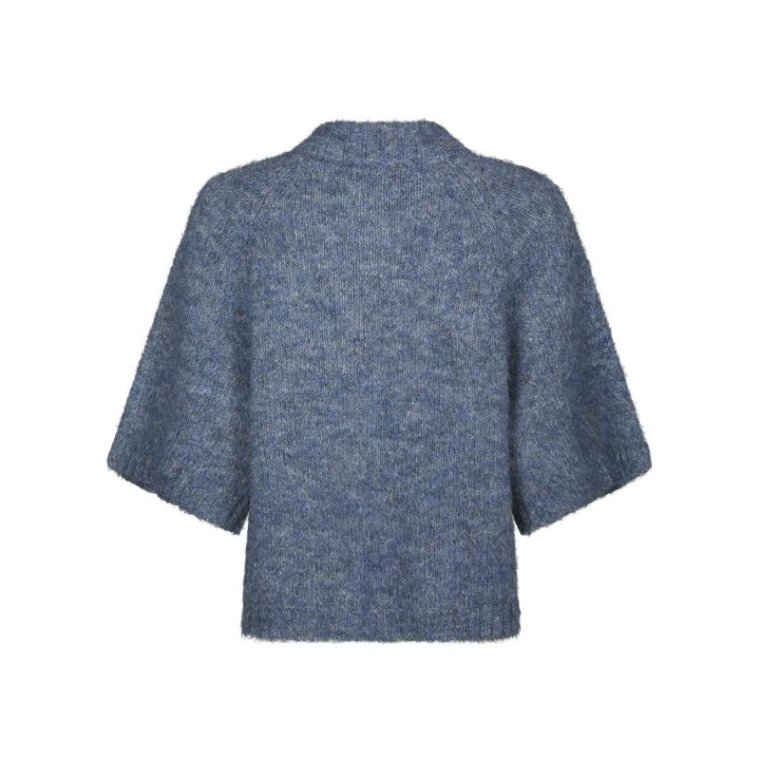 Neo Noir - Benuta Fluffy Knit Cardigan - Smoke Blue
