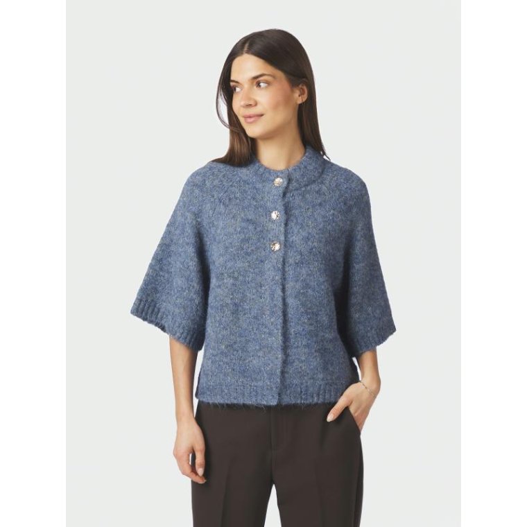 Neo Noir - Benuta Fluffy Knit Cardigan - Smoke Blue