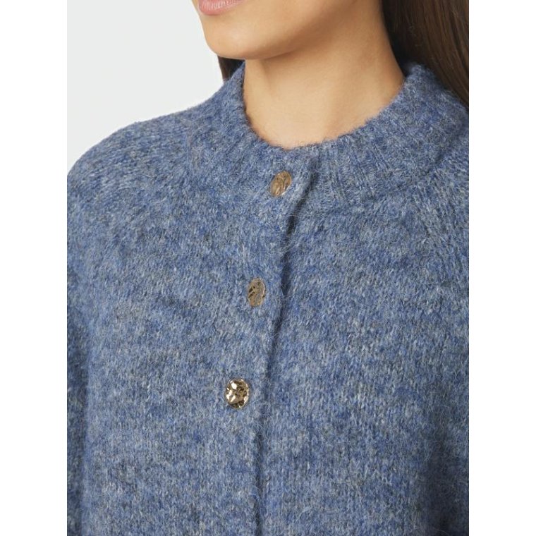 Neo Noir - Benuta Fluffy Knit Cardigan - Smoke Blue