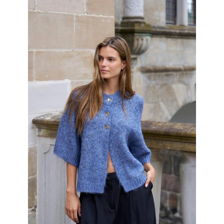 Neo Noir - Benuta Fluffy Knit Cardigan - Smoke Blue