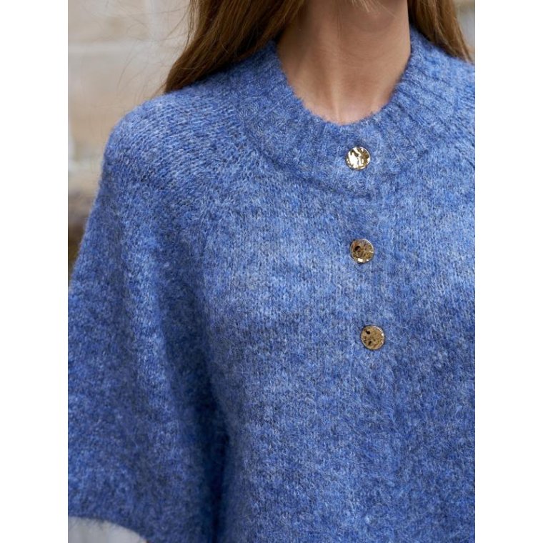 Neo Noir - Benuta Fluffy Knit Cardigan - Smoke Blue