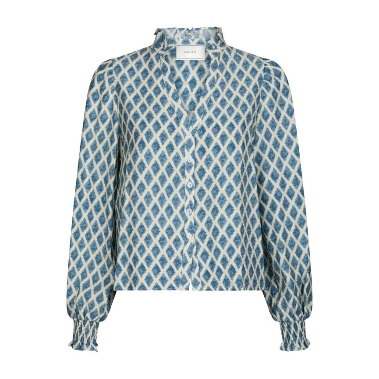 Neo Noir - Delsie Print Blouse - Smoke Blue