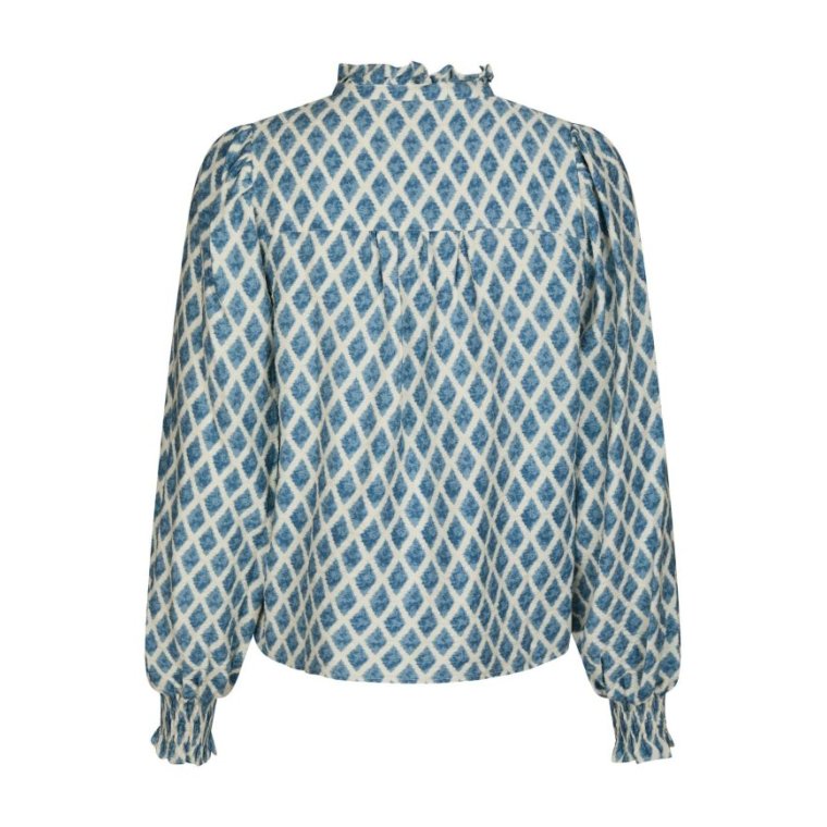 Neo Noir - Delsie Print Blouse - Smoke Blue