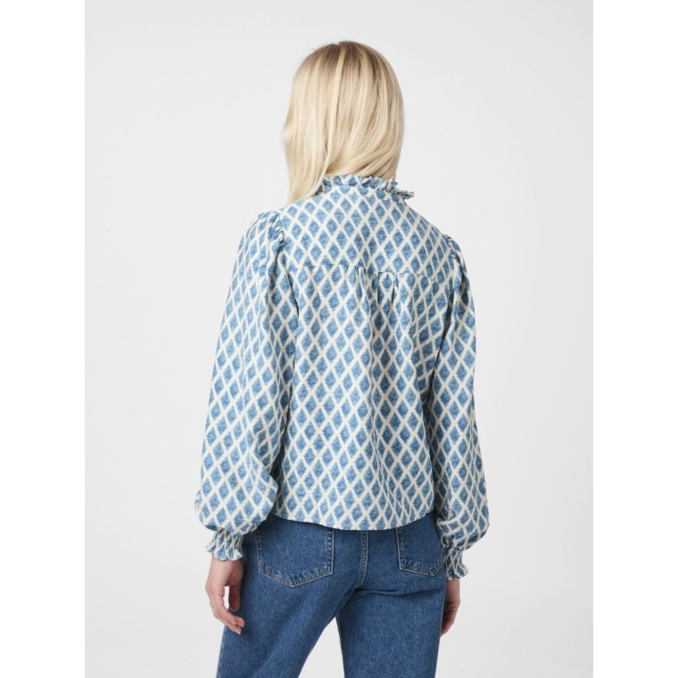 Neo Noir - Delsie Print Blouse - Smoke Blue