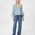 Neo Noir - Delsie Print Blouse - Smoke Blue