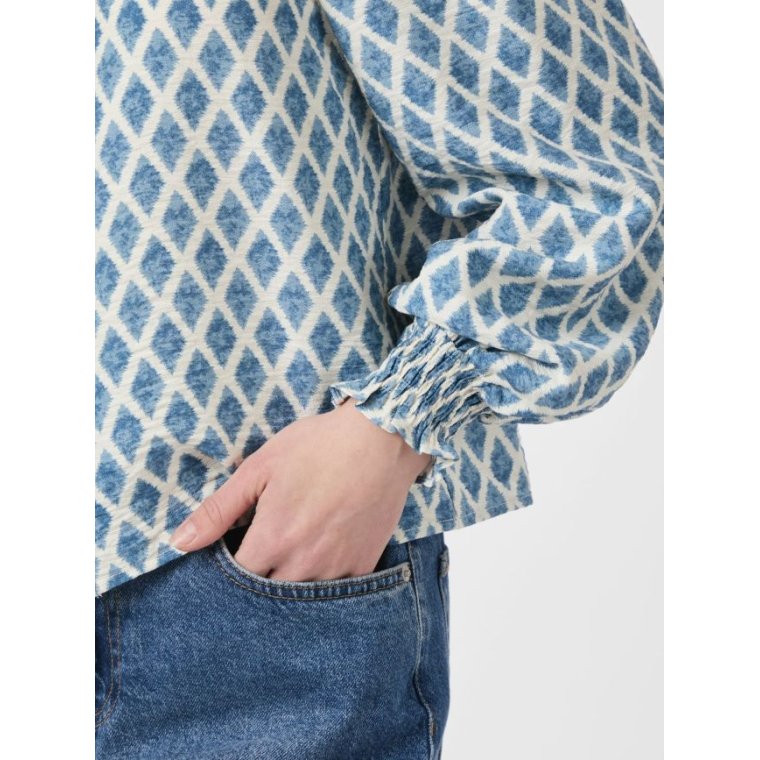 Neo Noir - Delsie Print Blouse - Smoke Blue