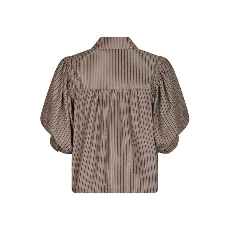 Neo Noir - Etta Soft Stripe Stone Shirt - Brown