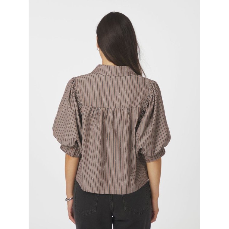 Neo Noir - Etta Soft Stripe Stone Shirt - Brown