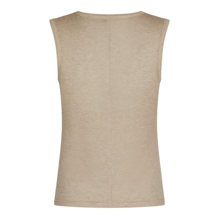 Neo Noir - Nimbi Fine Rib Top - Beige Melange