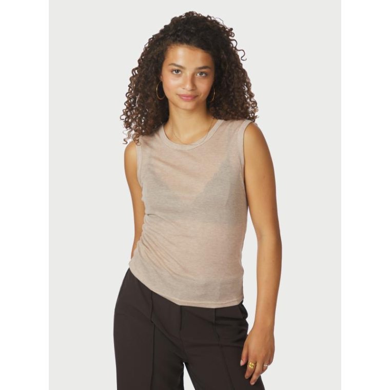 Neo Noir - Nimbi Fine Rib Top - Beige Melange