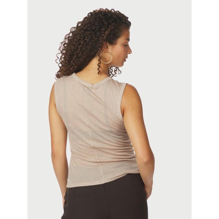 Neo Noir - Nimbi Fine Rib Top - Beige Melange