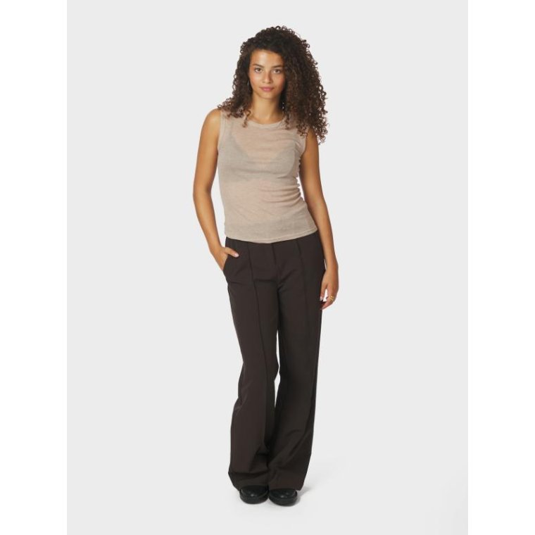 Neo Noir - Nimbi Fine Rib Top - Beige Melange
