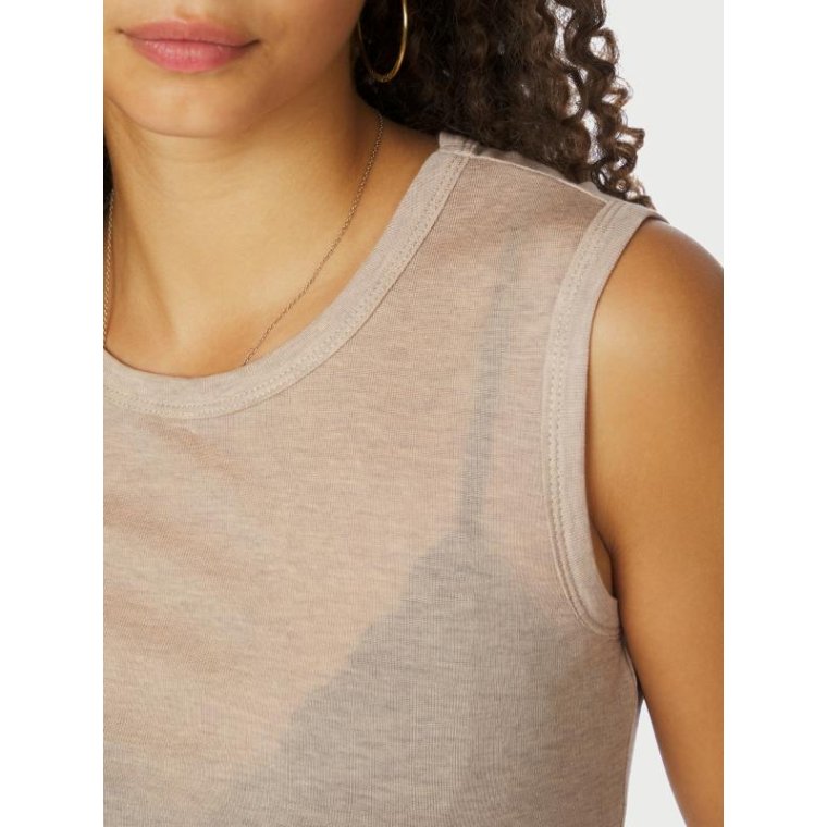 Neo Noir - Nimbi Fine Rib Top - Beige Melange