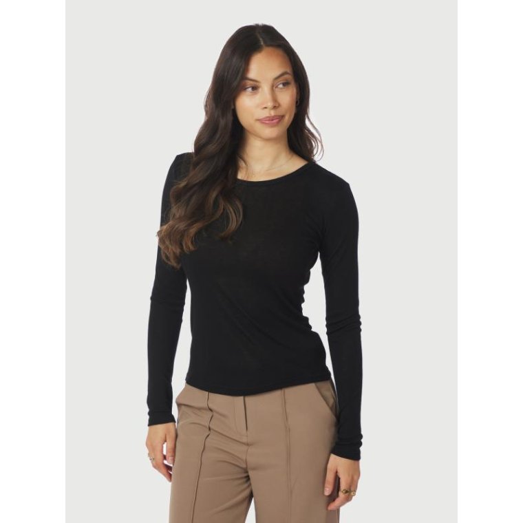 Neo Noir - Nella Fine Rib Blouse - Black