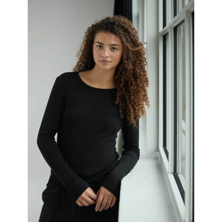 Neo Noir - Nella Fine Rib Blouse - Black