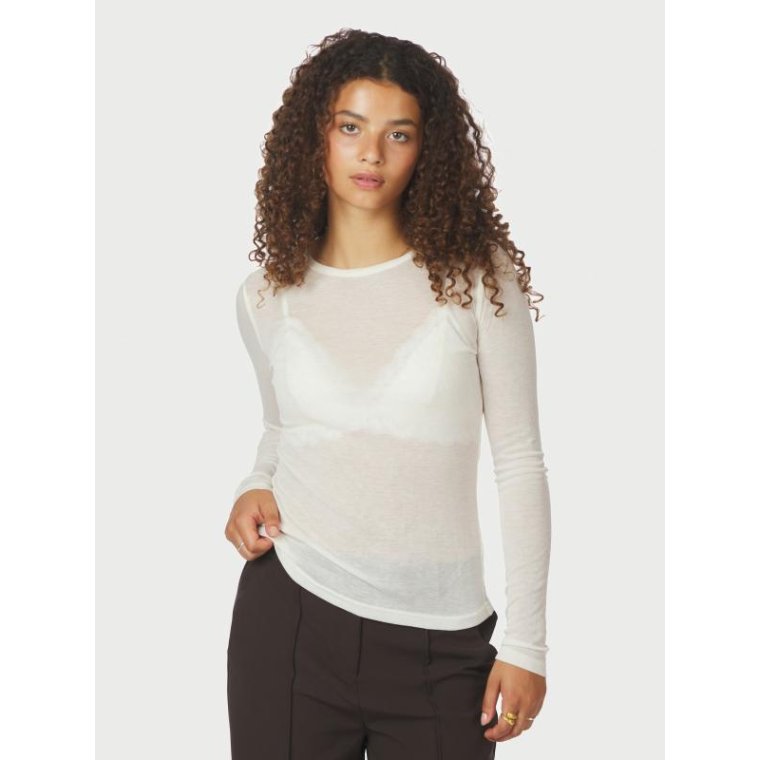 Neo Noir - Nella Fine Rib Blouse - White