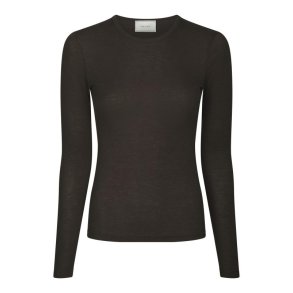 Neo Noir - Nella Fine Rib Blouse - Dark brown